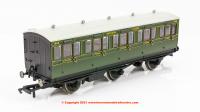 R40132 Hornby SR 6 Wheel 3rd Class Coach number 1908 in SR Olive Green livery - Era 3